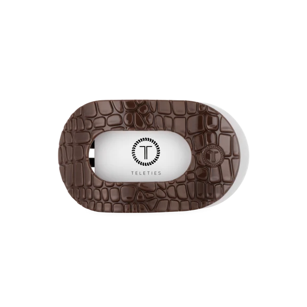 Teleties - Brown Crocodile Flat Round Clip "Medium