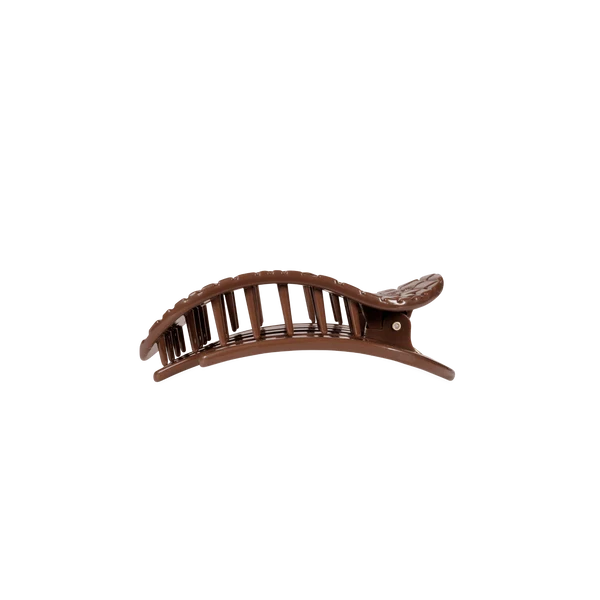 Teleties - Brown Crocodile Flat Round Hair Clip "Small"
