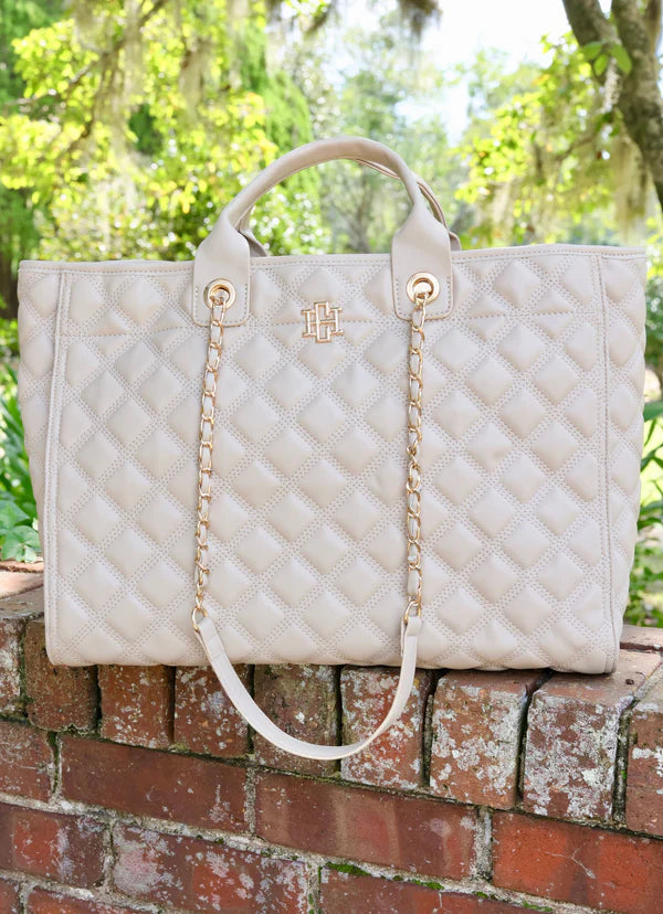 Caroline Hill Melissa Tote Bag "Nude Quilted DQ"