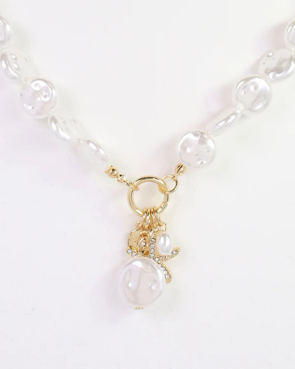 Caroline Hill - Wales Pearl Starfish Charm Necklace "Cream"