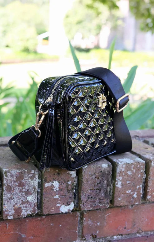 Caroline Hill - Campbell Camera Crossbody "Black Patent SQ"