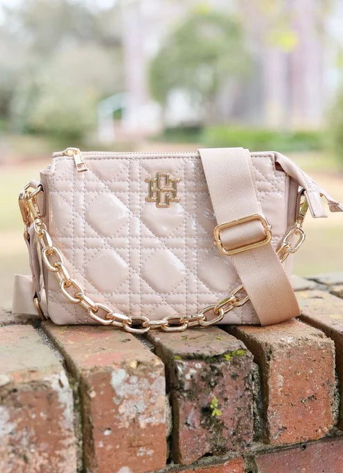 Caroline Hill - Jace Quilted Crossbody "Nude Patent LQ"