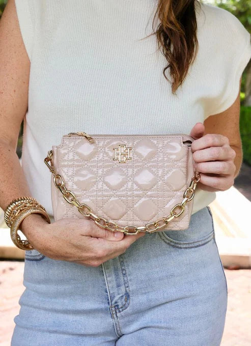 Caroline Hill - Jace Quilted Crossbody "Nude Patent LQ"