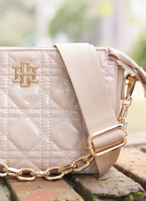 Caroline Hill - Jace Quilted Crossbody "Nude Patent LQ"