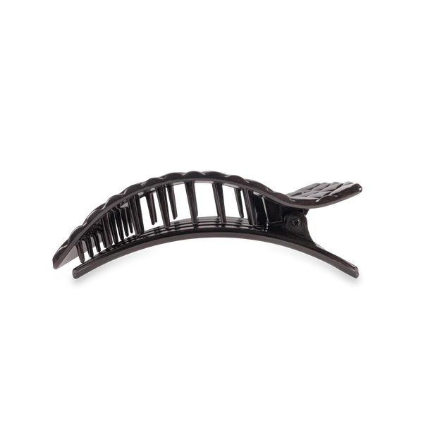 Teleties - Jet Black Quilted Flat Rectangle Hair Clip-Medium