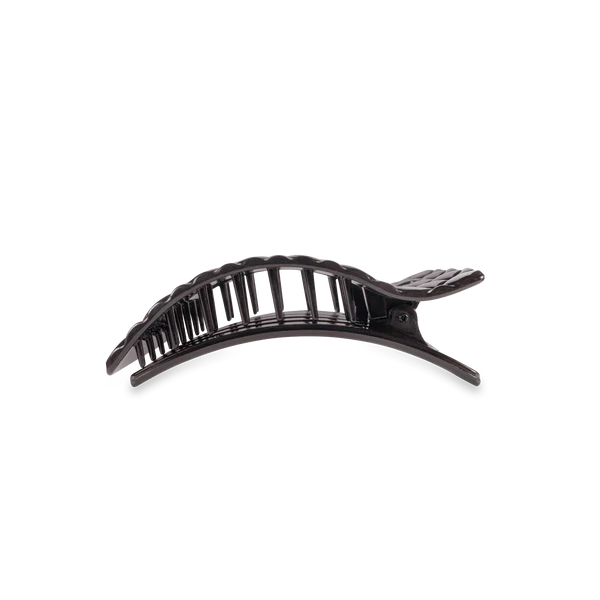 Teleties - Jet Black Quilted Flat Rectangle Hair Clip-Small