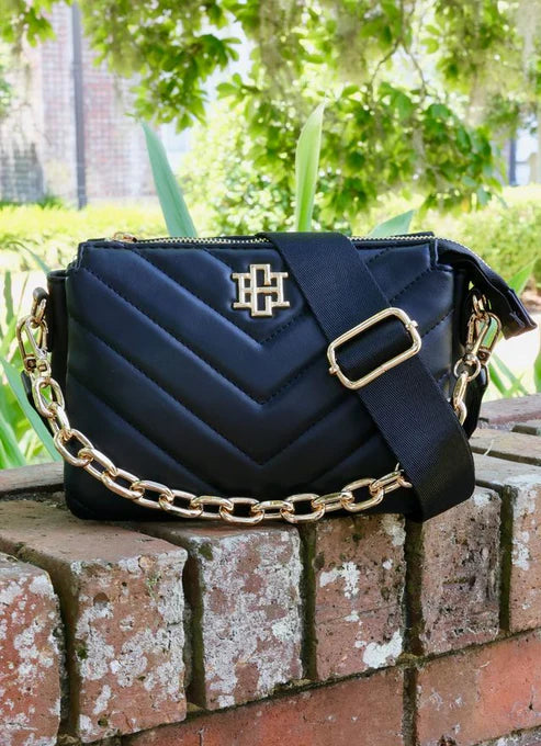 Caroline Hill - Jace Crossbody "Black V Quilted"