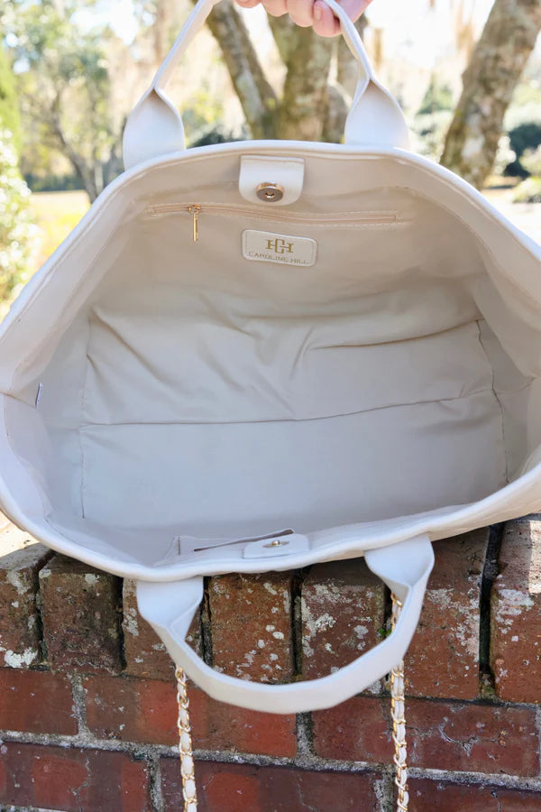 Caroline Hill - Melissa Tote Bag - Cream Quilted LD