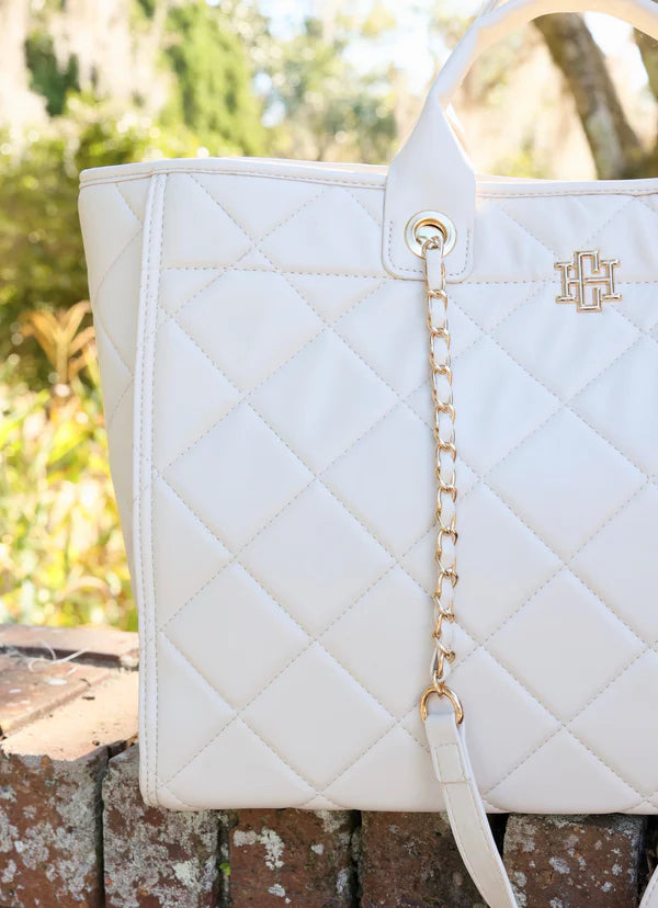 Caroline Hill - Melissa Tote Bag - Cream Quilted LD