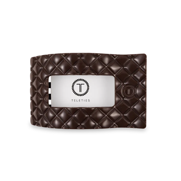 Teleties - Truly Taupe Quilted Flat Rectangle Hair Clip-Medium