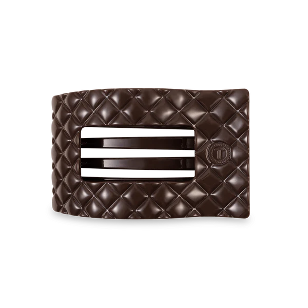 Teleties - Truly Taupe Quilted Flat Rectangle Hair Clip-Medium