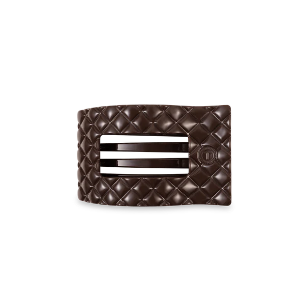 Teleties - Truly Taupe Quilted Flat Rectangle Hair Clip-Small