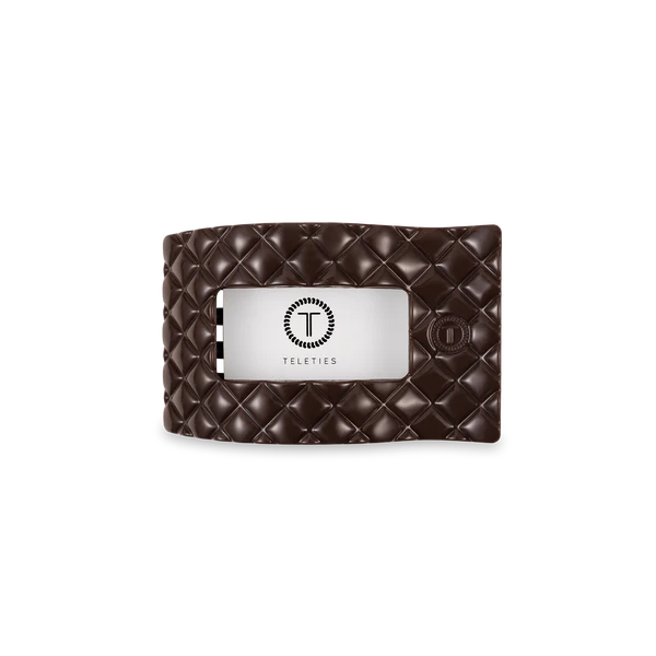 Teleties - Truly Taupe Quilted Flat Rectangle Hair Clip-Small