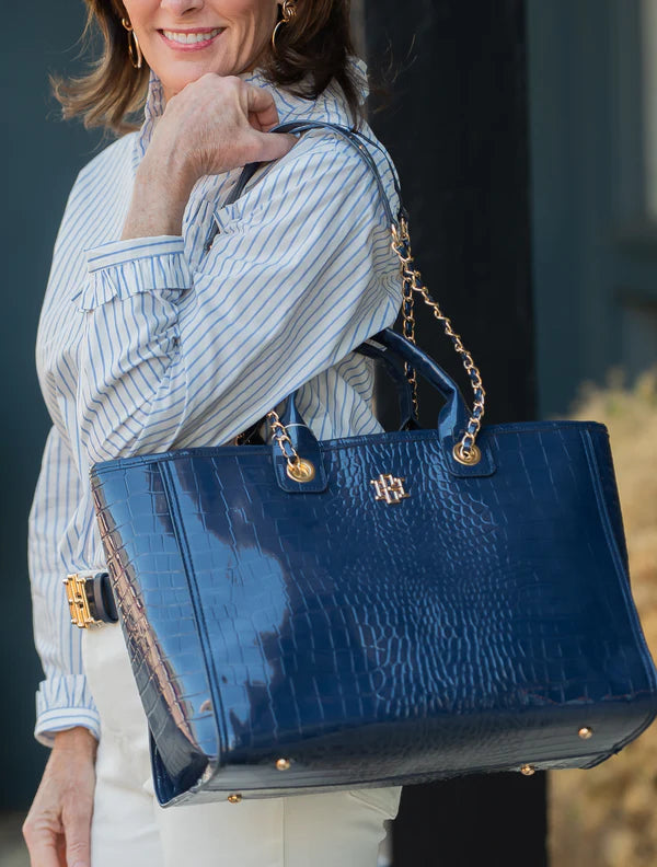 Caroline Hill - Missy Tote - Navy Patent EC