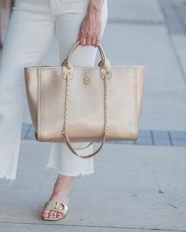 Caroline Hill - Missy Tote - Woven Gold