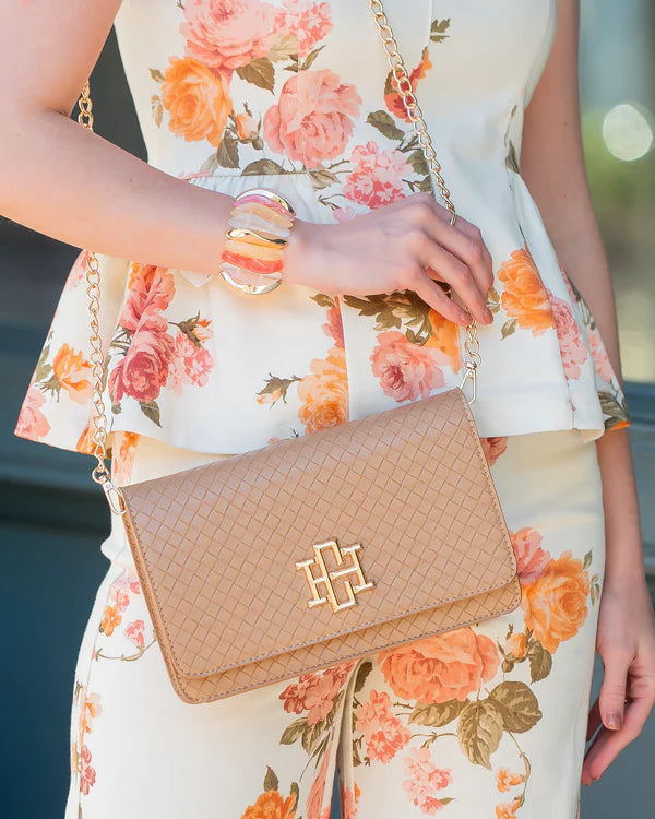 Caroline Hill - Bryn Clutch/Crossbody - Woven Tan