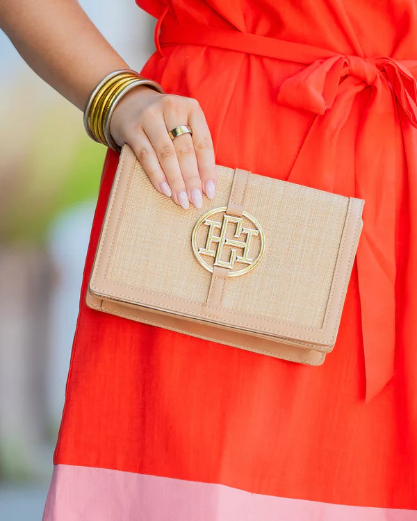 Caroline Hill - Cecilia Circle Logo Handbag "Natural"