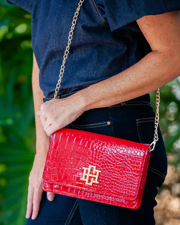 Caroline Hill - Bryn Clutch/Crossbody "Red Patent EC"