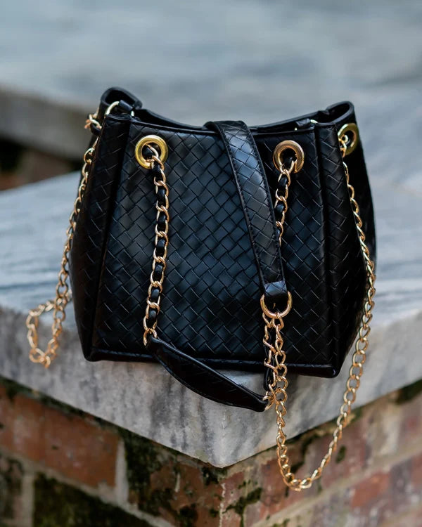 Caroline Hill - Lainey Mini Tote - Woven Black