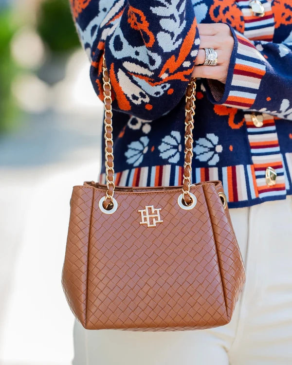 Caroline Hill - Lainey Mini Tote - Woven Saddle