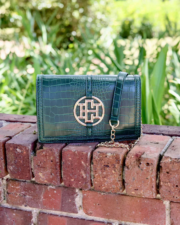 Caroline Hill - Cecilia Circle Logo Handbag "Hunter Green EC"