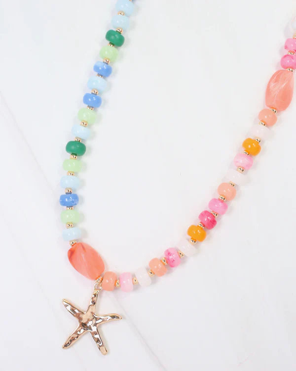 Caroline Hill - Lecce Beaded Starfish Necklace "Multi"