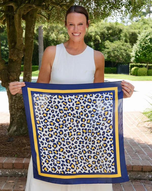 Caroline Hill - Meredith Spotted Scarf Large - Navy/Gold