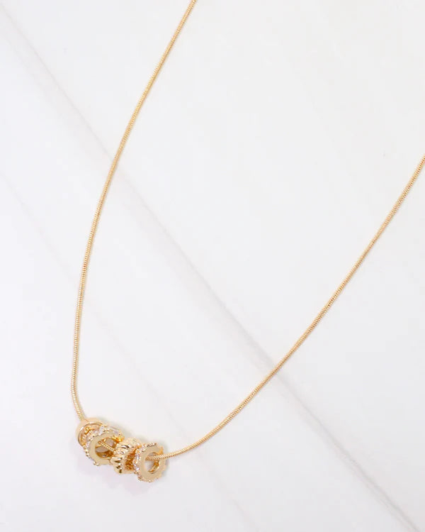 Caroline Hill - Atlantic Rondelle Charm Necklace - WR Gold